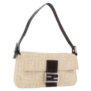 FENDI Zucca Canvas Mamma Baguette Shoulder Bag Beige Silver 26424 Auth 208569V-1