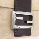 FENDI Zucca Canvas Mamma Baguette Shoulder Bag Beige Silver 26424 Auth 208569V-21