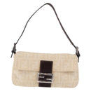 FENDI Zucca Canvas Mamma Baguette Shoulder Bag Beige Silver 26424 Auth 208569V-13