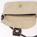 FENDI Zucca Canvas Mamma Baguette Shoulder Bag Beige Silver 26424 Auth 208569V-10