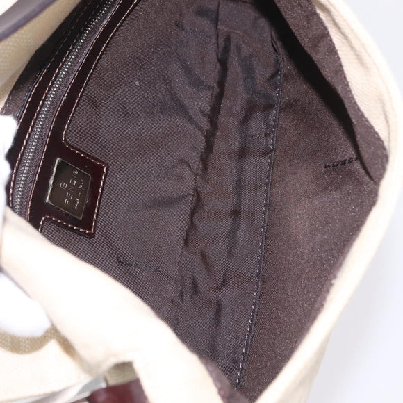 FENDI Zucca Canvas Mamma Baguette Shoulder Bag Beige Silver 26424 Auth 208569V