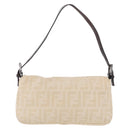FENDI Zucca Canvas Mamma Baguette Shoulder Bag Beige Silver 26424 Auth 208569V-2
