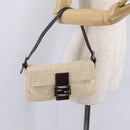 FENDI Zucca Canvas Mamma Baguette Shoulder Bag Beige Silver 26424 Auth 208569V-30