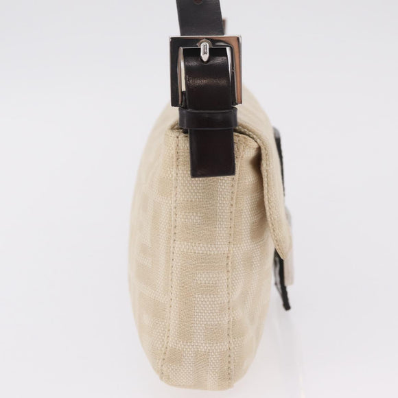 FENDI Zucca Canvas Mamma Baguette Shoulder Bag Beige Silver 26424 Auth 208569V