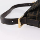 FENDI Zucca Canvas Mamma Baguette Shoulder Bag Black Brown Auth 208570V-15