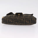 FENDI Zucca Canvas Mamma Baguette Shoulder Bag Black Brown Auth 208570V-5