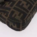 FENDI Zucca Canvas Mamma Baguette Shoulder Bag Black Brown Auth 208570V-16