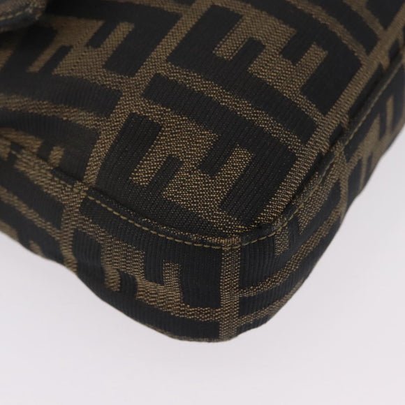 FENDI Zucca Canvas Mamma Baguette Shoulder Bag Black Brown Auth 208570V