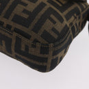 FENDI Zucca Canvas Mamma Baguette Shoulder Bag Black Brown Auth 208570V-17