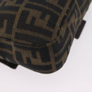 FENDI Zucca Canvas Mamma Baguette Shoulder Bag Black Brown Auth 208570V-18