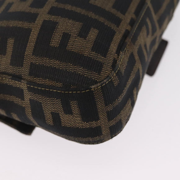 FENDI Zucca Canvas Mamma Baguette Shoulder Bag Black Brown Auth 208570V
