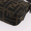 FENDI Zucca Canvas Mamma Baguette Shoulder Bag Black Brown Auth 208570V-19
