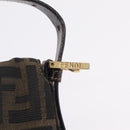 FENDI Zucca Canvas Mamma Baguette Shoulder Bag Black Brown Auth 208570V-20