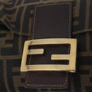 FENDI Zucca Canvas Mamma Baguette Shoulder Bag Black Brown Auth 208570V-21