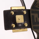 FENDI Zucca Canvas Mamma Baguette Shoulder Bag Black Brown Auth 208570V-9