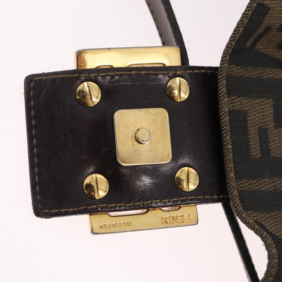 FENDI Zucca Canvas Mamma Baguette Shoulder Bag Black Brown Auth 208570V