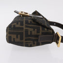 FENDI Zucca Canvas Mamma Baguette Shoulder Bag Black Brown Auth 208570V-3