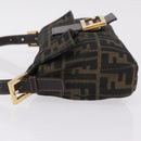 FENDI Zucca Canvas Mamma Baguette Shoulder Bag Black Brown Auth 208570V-4