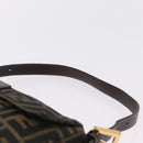 FENDI Zucca Canvas Mamma Baguette Shoulder Bag Black Brown Auth 208570V-14