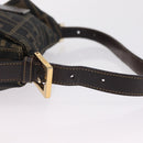 FENDI Zucca Canvas Mamma Baguette Shoulder Bag Black Brown Auth 208570V-8