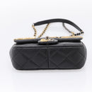 CHANEL Mini Matelasse Shoulder Bag Lamb Skin Black Gold Silver CC Auth 208572SM-5