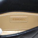 CHANEL Mini Matelasse Shoulder Bag Lamb Skin Black Gold Silver CC Auth 208572SM-21