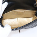 CHANEL Mini Matelasse Shoulder Bag Lamb Skin Black Gold Silver CC Auth 208572SM-10