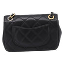 CHANEL Mini Matelasse Shoulder Bag Lamb Skin Black Gold Silver CC Auth 208572SM-2
