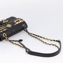 CHANEL Mini Matelasse Shoulder Bag Lamb Skin Black Gold Silver CC Auth 208572SM-7