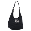 FENDI Mamma Baguette Shoulder Bag Cotton Jersey Black Silver 26686 Auth 208573V-1