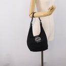 FENDI Mamma Baguette Shoulder Bag Cotton Jersey Black Silver 26686 Auth 208573V-22