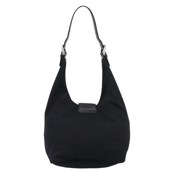 FENDI Mamma Baguette Shoulder Bag Cotton Jersey Black Silver 26686 Auth 208573V