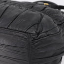 PRADA Hand Bag Leather 2way Black Gold Auth 208574V-17