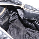 PRADA Hand Bag Leather 2way Black Gold Auth 208574V-22