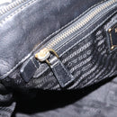 PRADA Hand Bag Leather 2way Black Gold Auth 208574V-24
