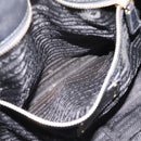 PRADA Hand Bag Leather 2way Black Gold Auth 208574V-25