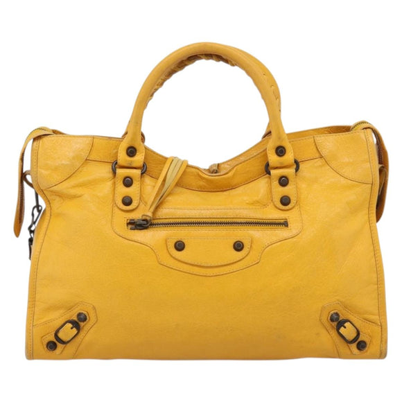 Balenciaga The City Hand Bag Leather 2way Yellow 115748 Auth 208577V