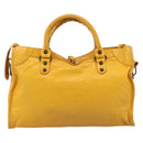 Balenciaga The City Hand Bag Leather 2way Yellow 115748 Auth 208577V-2