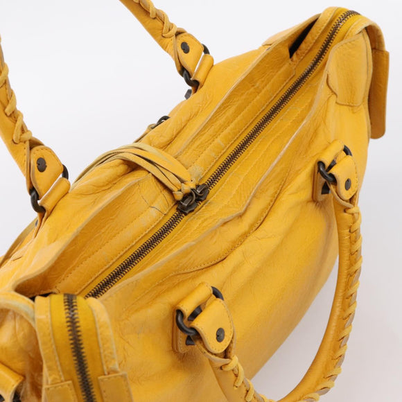 Balenciaga The City Hand Bag Leather 2way Yellow 115748 Auth 208577V