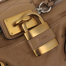 Chloe Paddington Hand Bag Leather Beige Gold Silver Auth 208578V-19