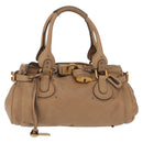 Chloe Paddington Hand Bag Leather Beige Gold Silver Auth 208578V-13