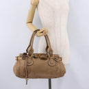 Chloe Paddington Hand Bag Leather Beige Gold Silver Auth 208578V-28