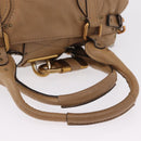 Chloe Paddington Hand Bag Leather Beige Gold Silver Auth 208578V-8