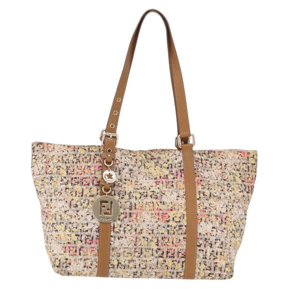 FENDI Zucchino Canvas Tote Bag Multicolor Gold 8BH215 Auth 208580V