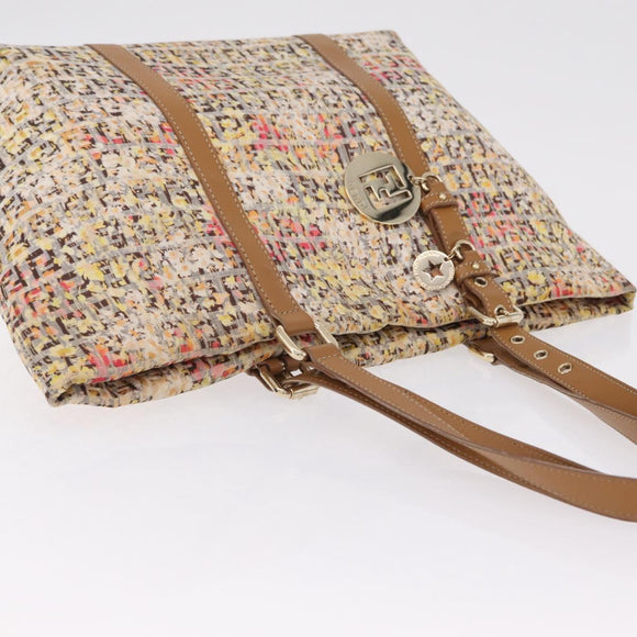 FENDI Zucchino Canvas Tote Bag Multicolor Gold 8BH215 Auth 208580V