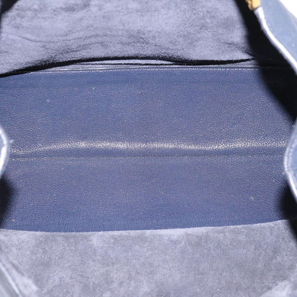 Miu Miu Tote Bag Leather 2way Navy Gold Auth 208583V