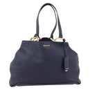 Miu Miu Tote Bag Leather 2way Navy Gold Auth 208583V-13