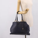 Miu Miu Tote Bag Leather 2way Navy Gold Auth 208583V-24