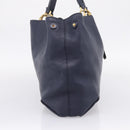 Miu Miu Tote Bag Leather 2way Navy Gold Auth 208583V-3