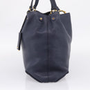 Miu Miu Tote Bag Leather 2way Navy Gold Auth 208583V-4